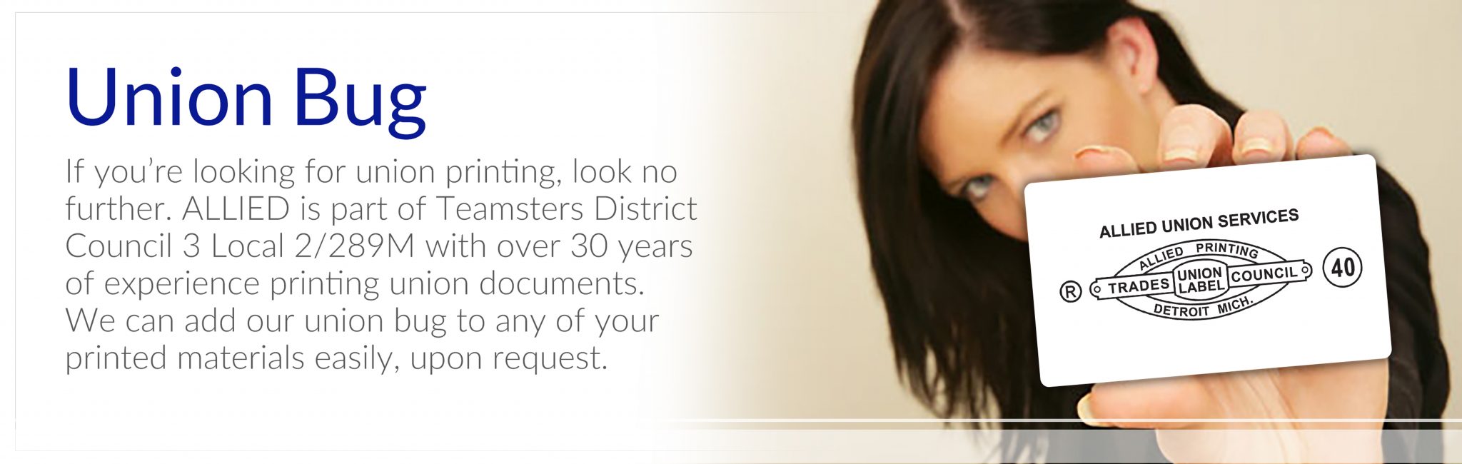 Union bug printer with over 30 years of experience at Allied Union Services